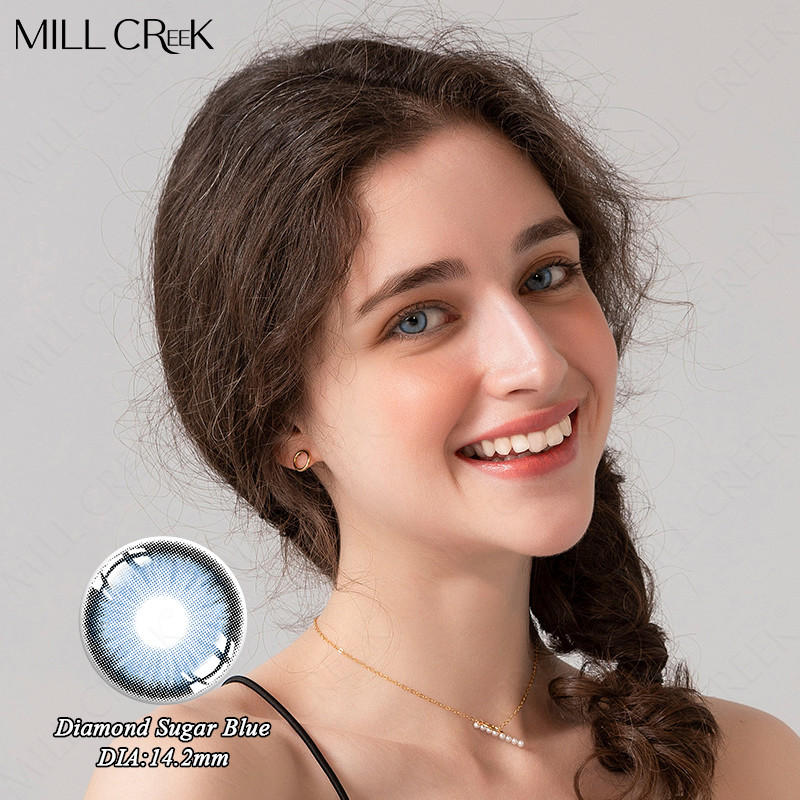 Yearly Natural Colored Diamond Sugar Blue Circle Lenses 14mm 2 Tone