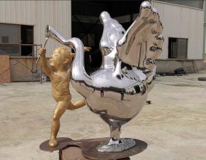 China Contemporary Outdoor Metal Statues Public Decorative Stainless Steel Animal Sculpture wholesale