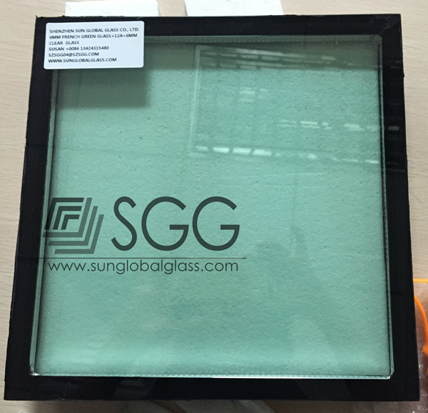 double glass window french green glass+ clear float glass