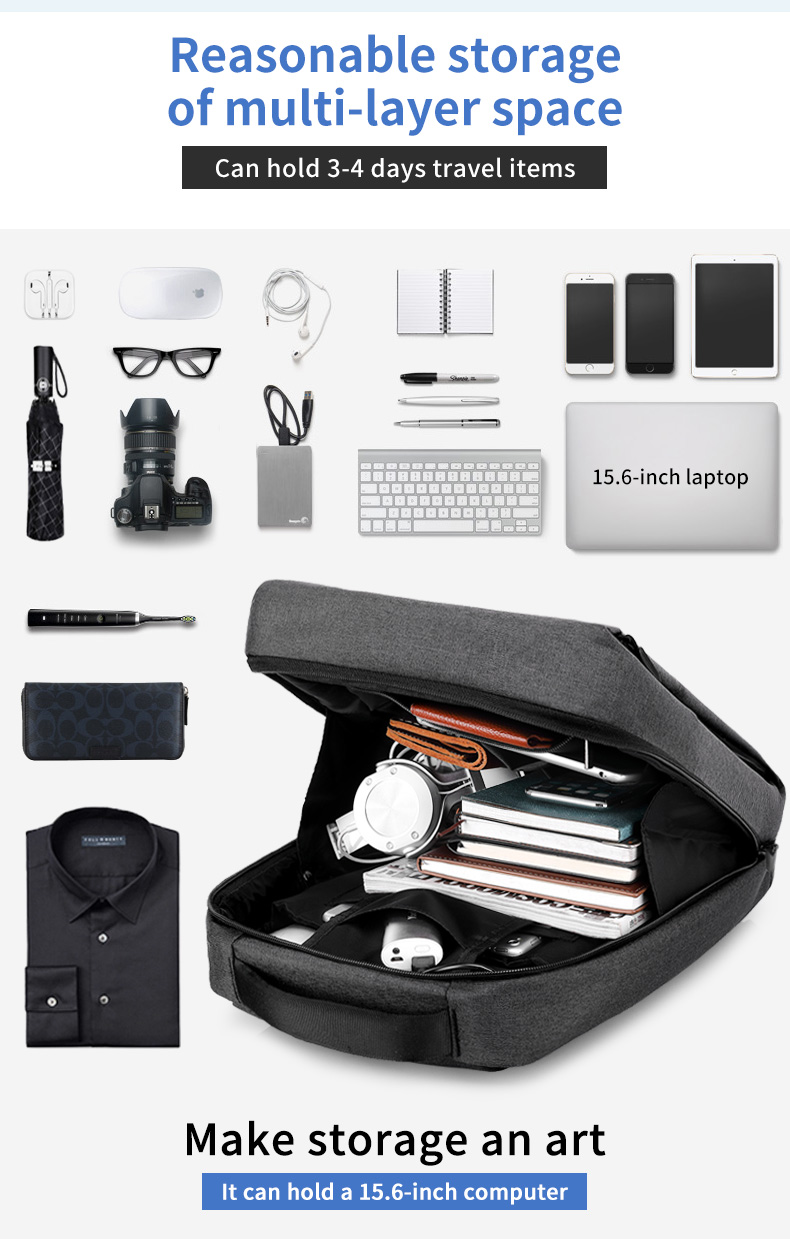 Factory high quality new men's backpack custom logo large capacity waterproof anti theft business Laptop Backpack