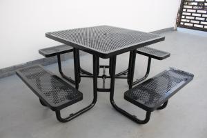 China Metal Outdoor Picnic Tables Bench Set Square Shape For Park wholesale