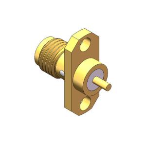 China Flange Mount RF Coaxial Connector Female 4 Holes Gold Plated Brass 50Ω Impedance wholesale