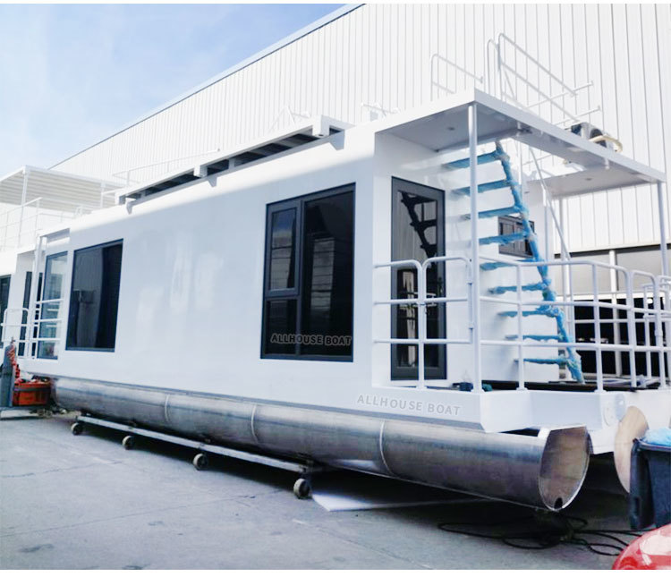 11.5m Aluminum Floating Boat Hotel Double Decker With Living Room