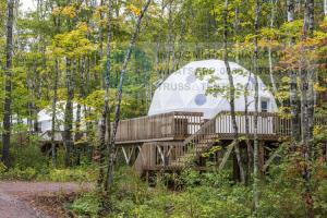 China Heat Proof Aluminium Glamping Dome Tent 310 Square Feet With Wood Stove wholesale