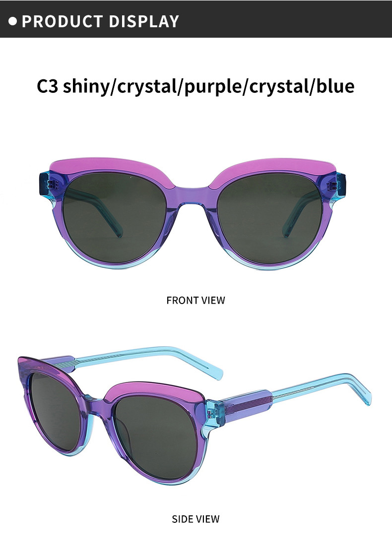 Colored Acetate Circle Frame Sunglasses flexible Gradient Customised