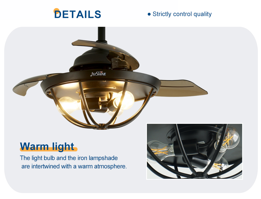 36 Inch Retractable Ceiling Fan Light with Remote Control and Space-Saving Design