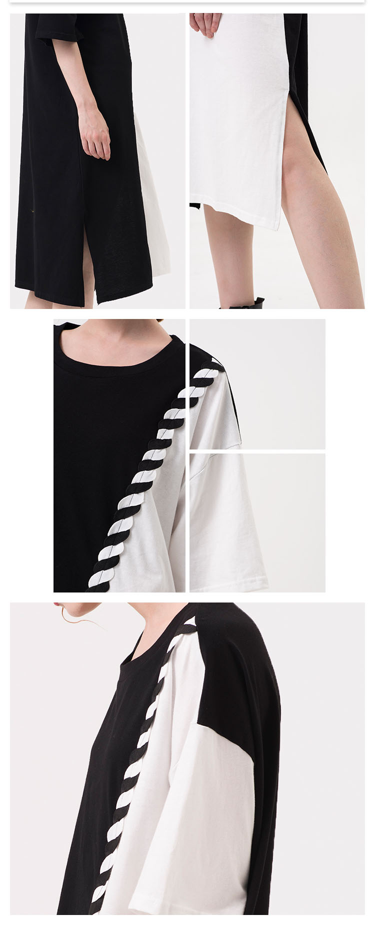 OEM Casual Clothing Fashion Patchwork T-Shirt Dress Women