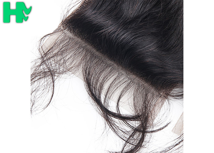 18 Inch Peruvian Virgin Human Hair Closure , Full Cuticle 4*4 Lace Front Wigs
