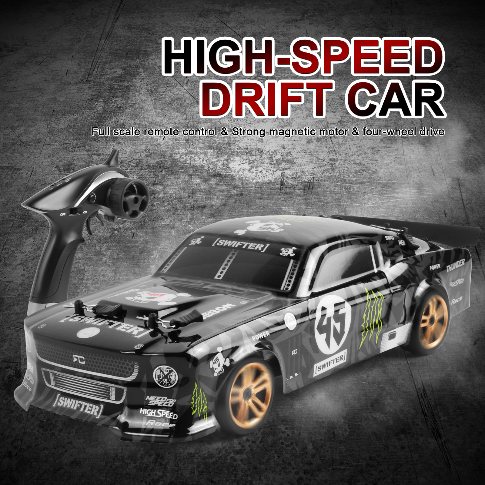 1/18 Four-Wheel Drive Plastic Remote Control Car 2.4G for Children RC Racing Electric Toy