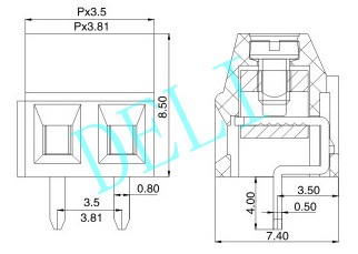DL128L PCB Mount Screw 3.5 3.81 Pitch Terminal Block Connector 10AMP MKDS 1/ 2-3.8 1727010 Phoenix