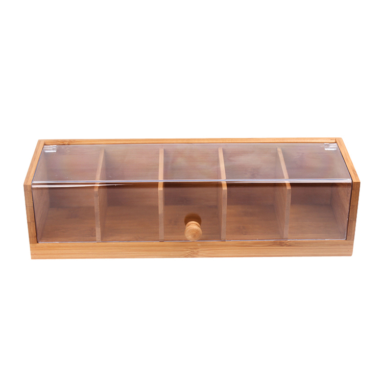 Efficiently Organize Your Tea Bags with a Natural Bamboo Tea Box and 5 Compartments
