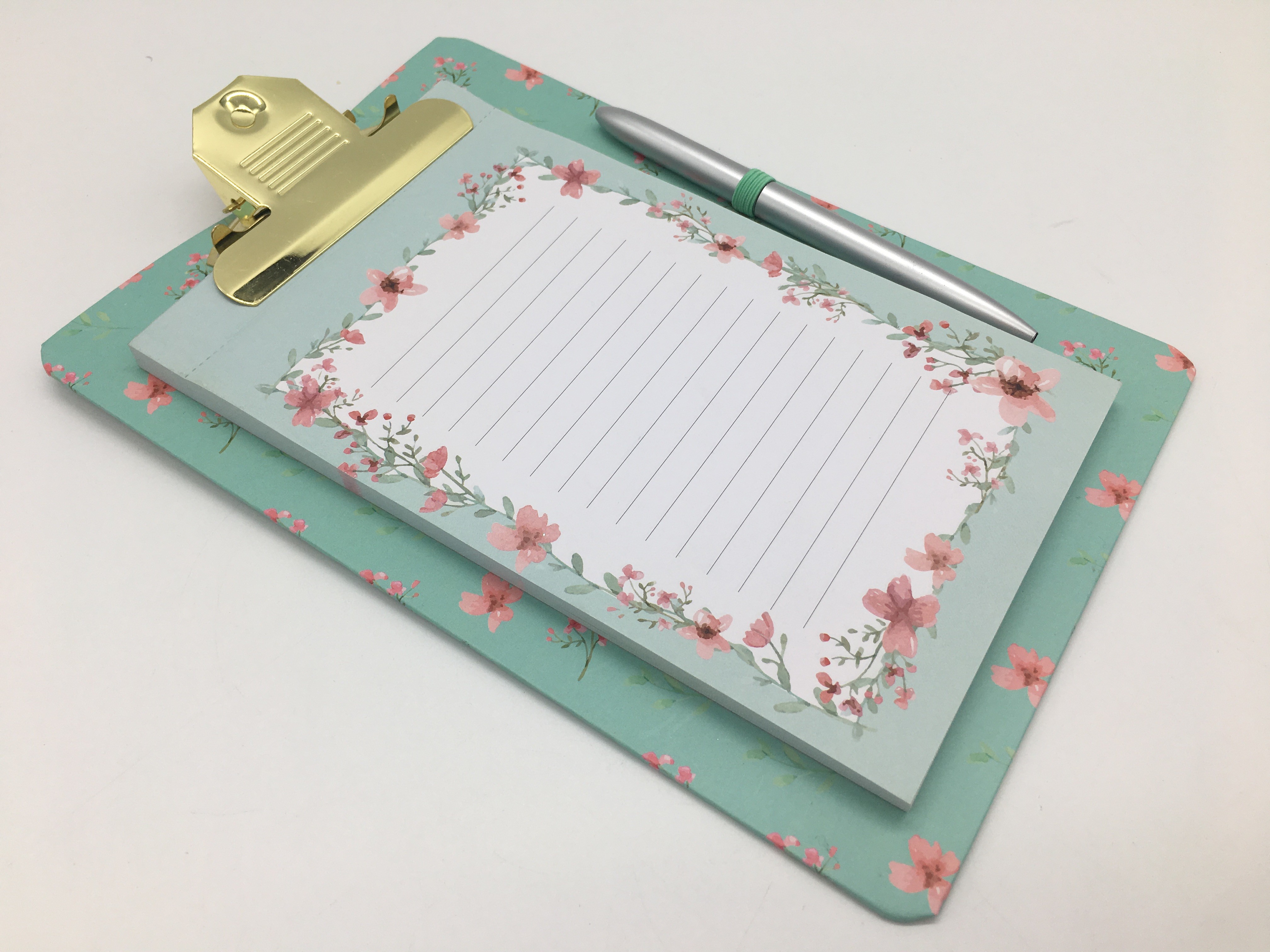Customized Sticky Memo Notepad / Green Sticky Notes With Pen Stationery Set