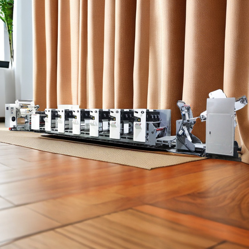 Inline Unit Petal Type Horizontal Flexographic Print Machinery Narrow Web Label Servo Driven LED UV Cold Stamp Mercury