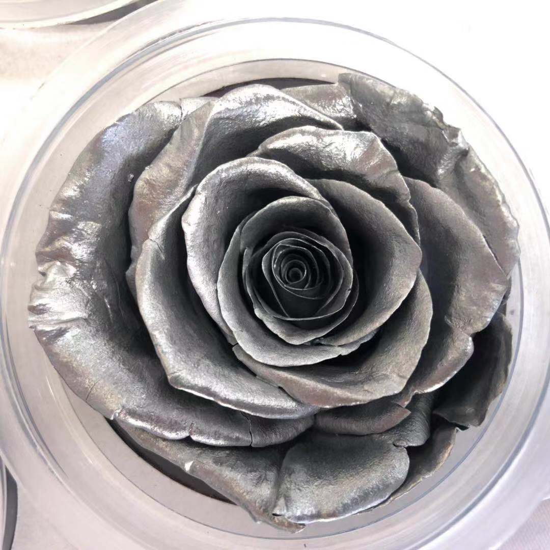 Wholesale Soft Touch Preserved Rose 5-6 cm Silver Color Eternal Rose girlfriend gift