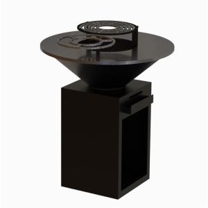 China Black Painting Round Corten Steel BBQ Grill Fireplace 1330*500*1000mm wholesale