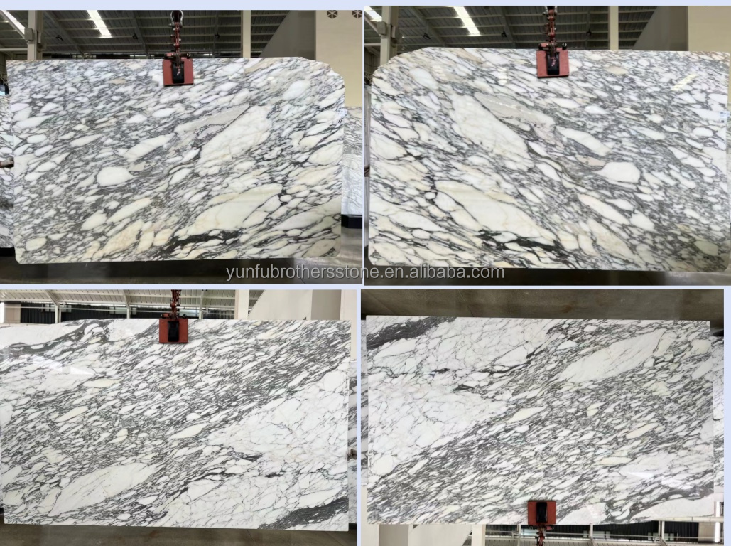 Adjustable Marble Entry Console Table with Glossy Finish and Arabescato Marble Plinth