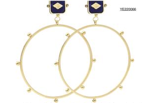 China Saya 18k Stainless Steel Gold Earrings Blue Gem Earrings For Party wholesale