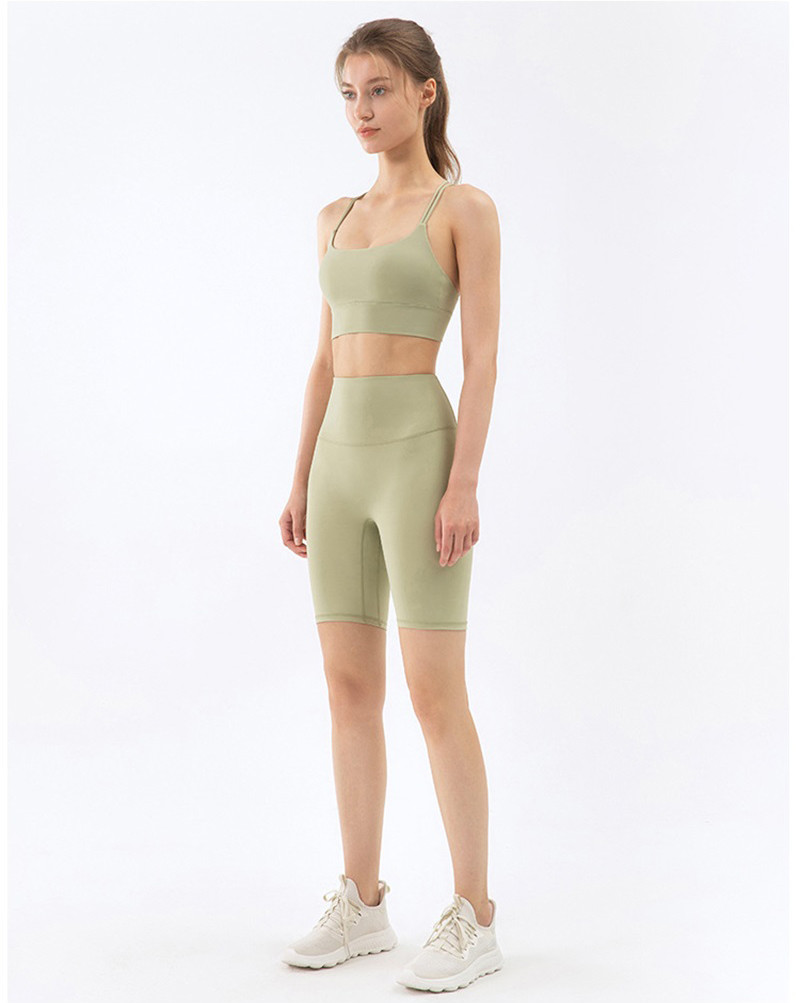 V Shaped Yoga Set Clothes tummy control Breathable 2 Piece Shorts And Crop Top