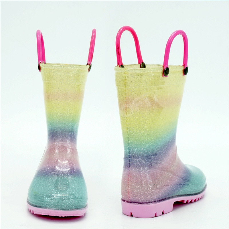 Slip On Waterproof 28EU PVC Rain Boots With Double Handles