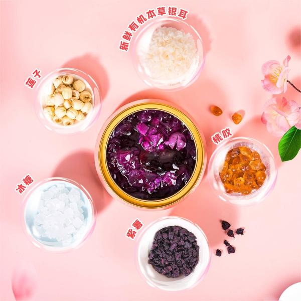 Chinese Instant Purple Sweet Potato Peach Gum Tremella Soup Sweet And Glutinous