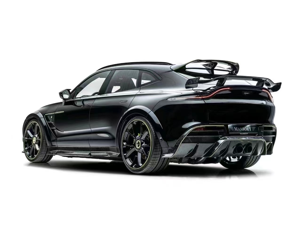 Bright Black Aston Martin Body Kit DBX MSY Style Carbon Fiber Spoiler Wing