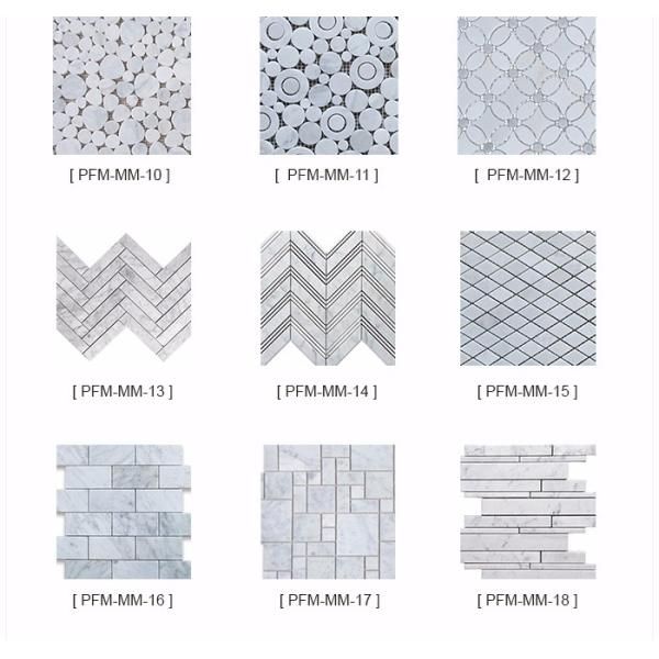 Onyx White Chevron Mosaic Tile , 7 / 8mm Thick Bathroom Stone Mosaic Tile