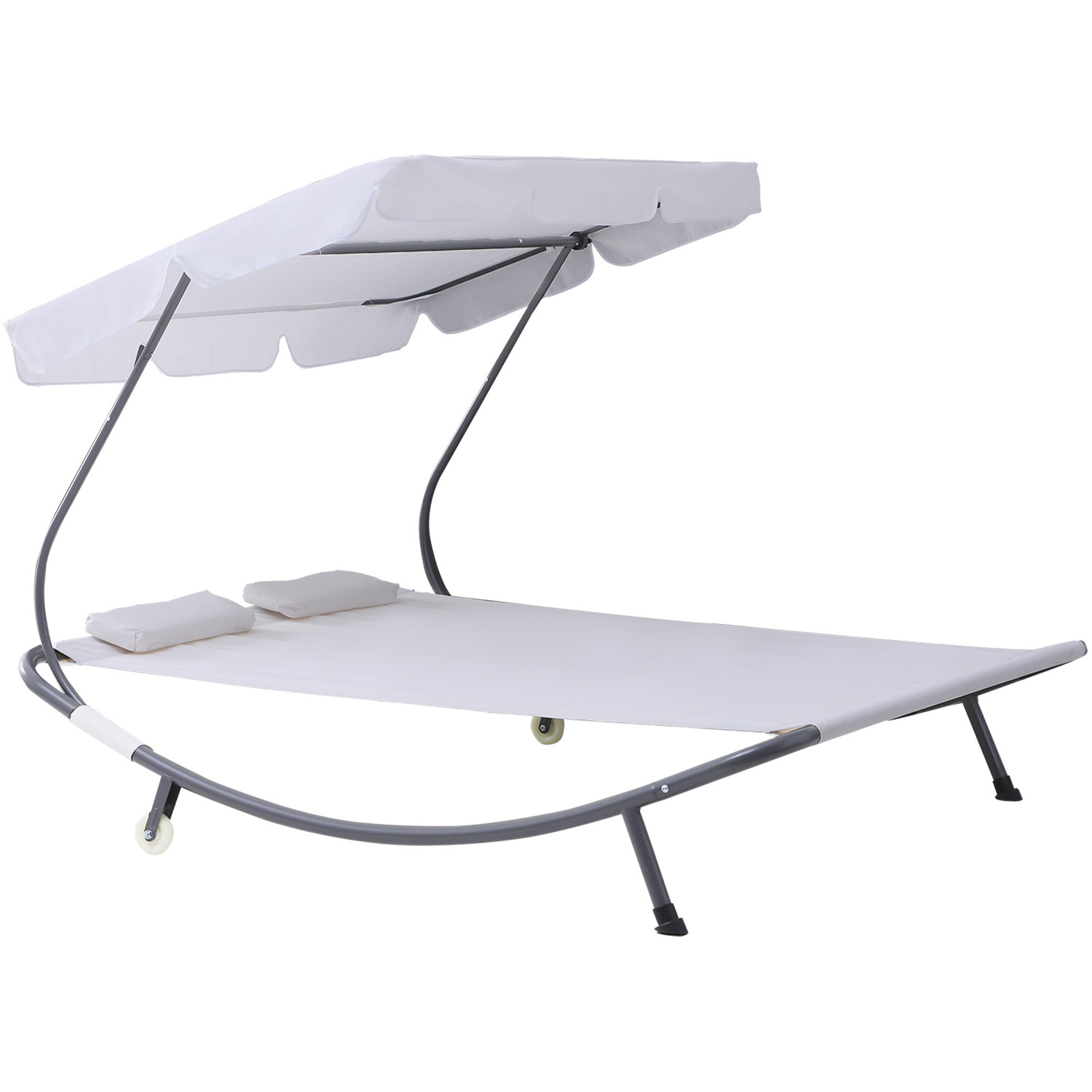 Adjustable Canopy Steel Frame Hammock for Outdoor Poolside Lounging and Relaxation