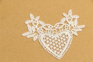 China Embroidery Guipure Lace Applique 70mmx70mm Size Heart Shaped wholesale