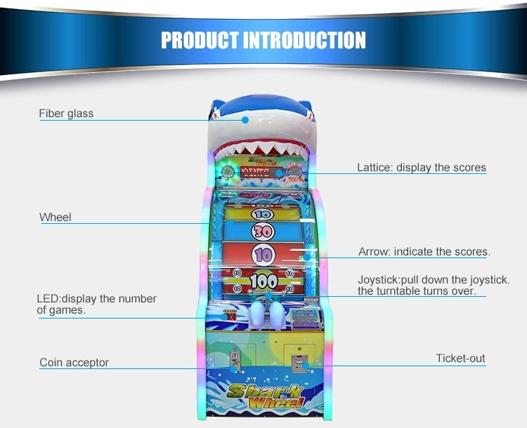 Shark Wheel Redemption Arcade Machines White / Blue Color 1550 * 900 * 2100 Size