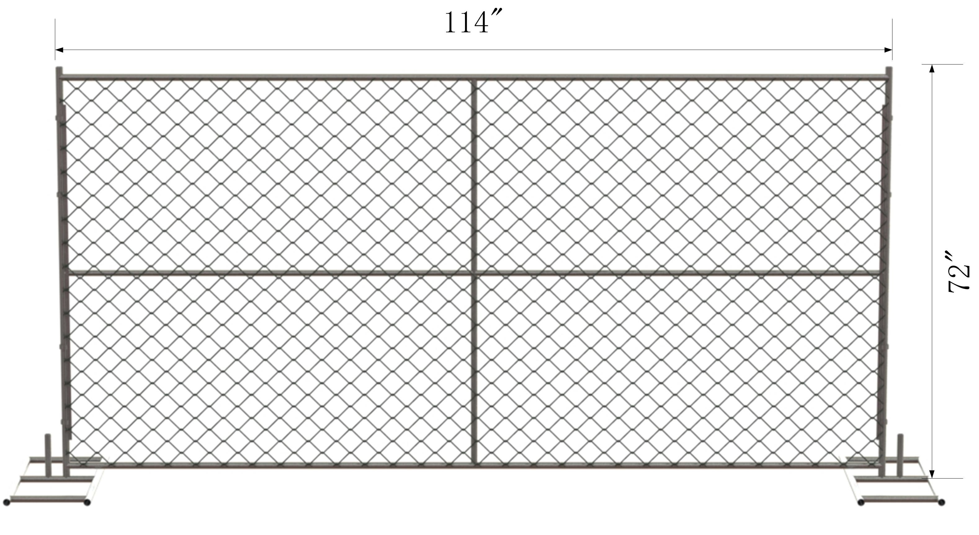 6-foot x 10-foot chain link temporary mesh fence 1-1/4 inch pipes, mesh 2-3/8 inch x 11.5 gauge wire