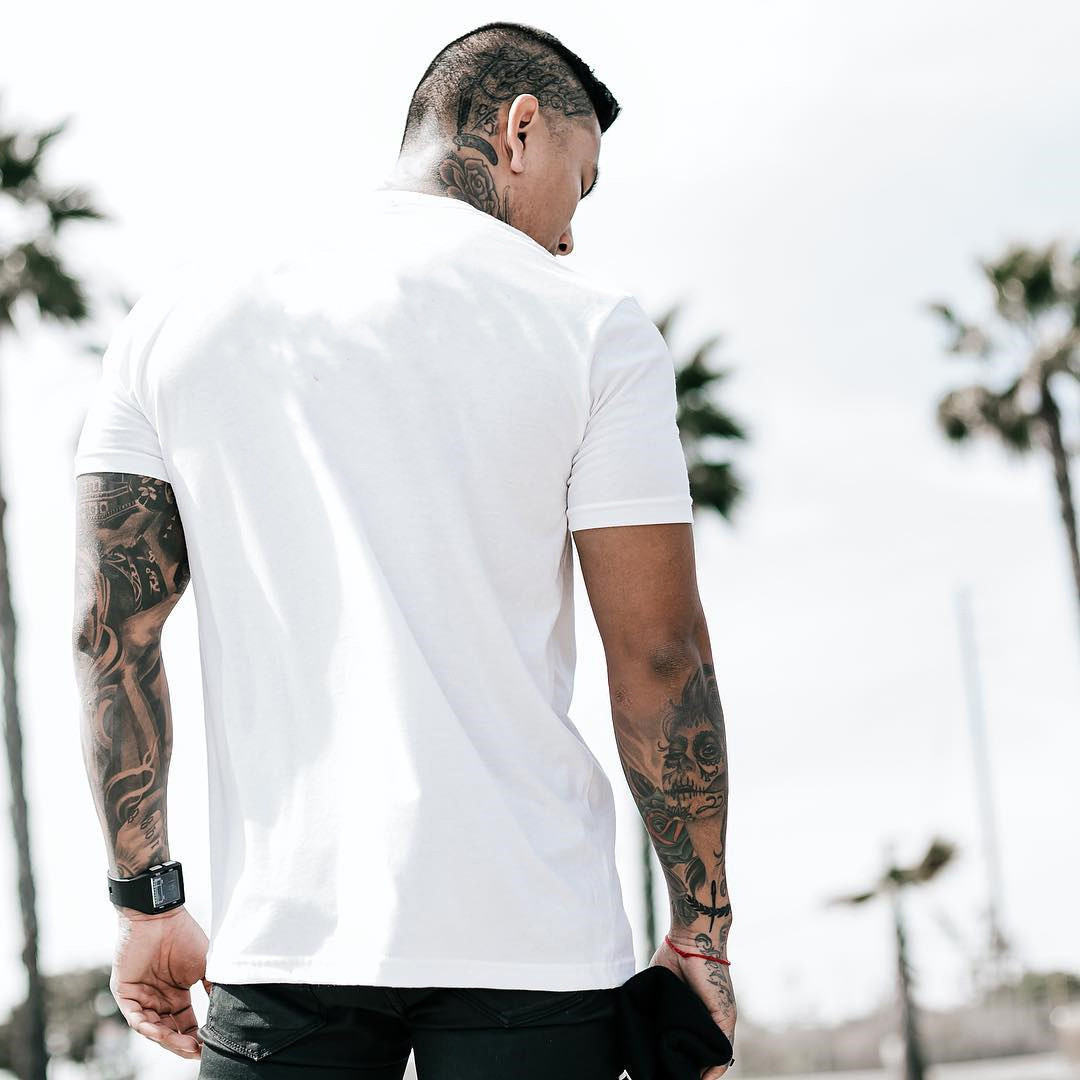 Custom Printed Long Men Plus Size Cotton Gym Sport Tee T Shirt