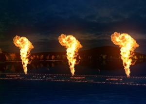 China Water Surface Fire Water Feature / Musical Dancing Fountain DMX Light Type wholesale
