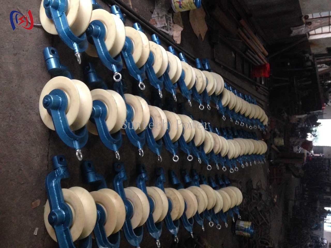 Overhead Line Round Belt Hold Down Wire Rope Pulley Wheel Transmission Stringing Blocks
