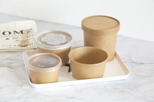 China Disposable printed food grade bamboo paper salad bowl for takeaway wholesale
