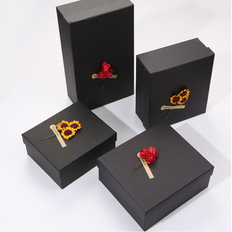 Customized Logo Folding Gift Box With Ribbon Closure Degradable Card Paper Material