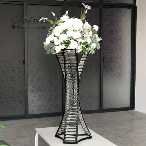 China Crystal Gold Flower Vase Metal Stand For Living Room Wedding Table Decoration wholesale