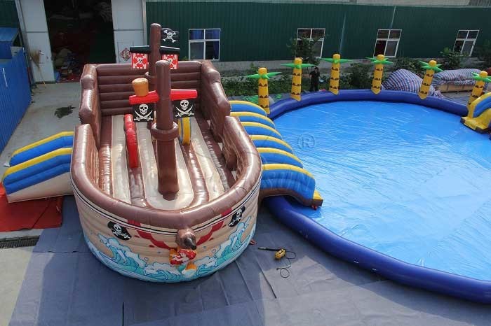 Pirate Ship Commercial Inflatable Water Park 0.9mm PVC Tarpaulin Made