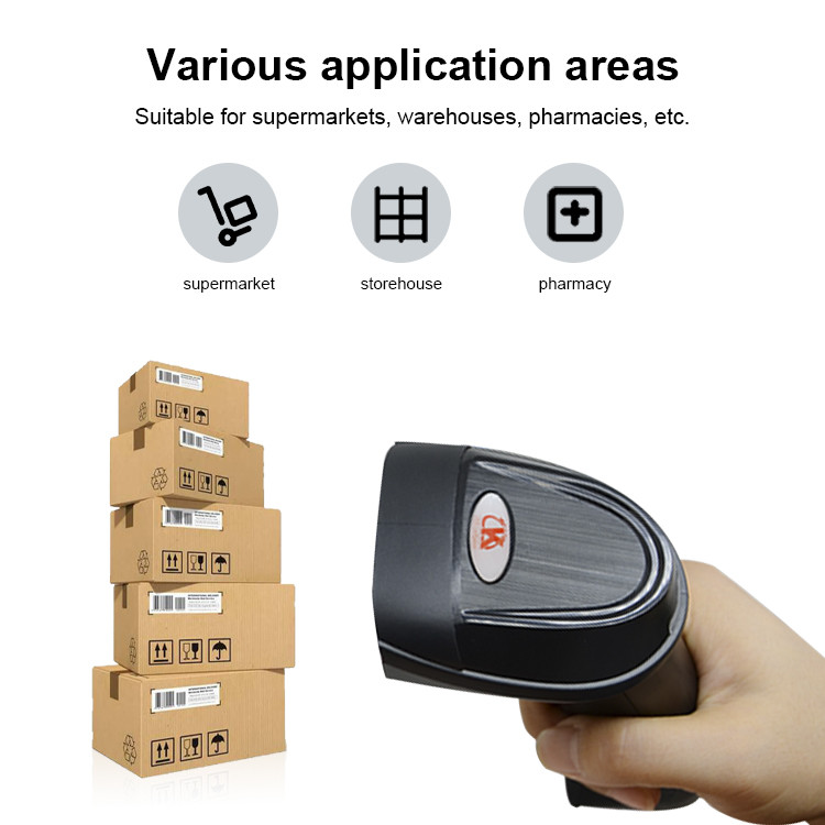 3 In 1 Connection Wireless Barcode Scanner 2.4GHz 1D Bar Code Laser Reader For Delivery