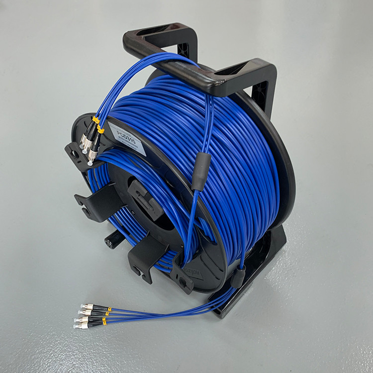 Portable Fiber Optic Cable Reel With SC/LC/FC Connector 2/4/6/8/12 Cores