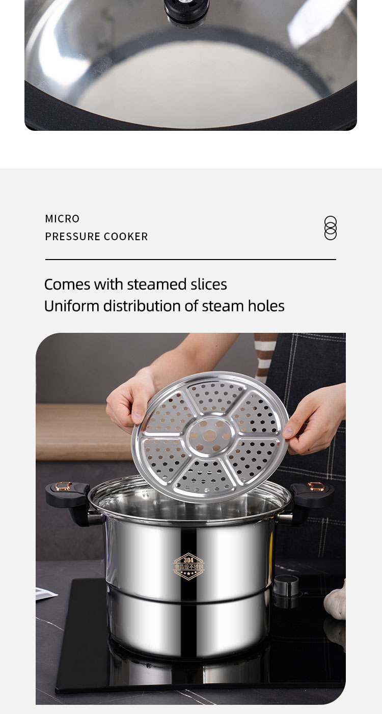 Custom Logo 5L Double Layer Pressure Cooker Stainless Steel With Handle