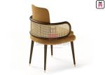 Velvet Upholstered Dining Chair 0.38cbm With Canework Armrest