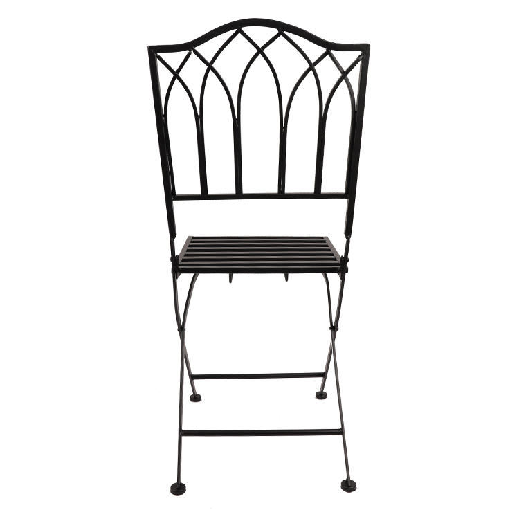 Outdoor Bistro Garden Cafe High Back White Wrought Iron Metal Folding Chair for Wedding Event