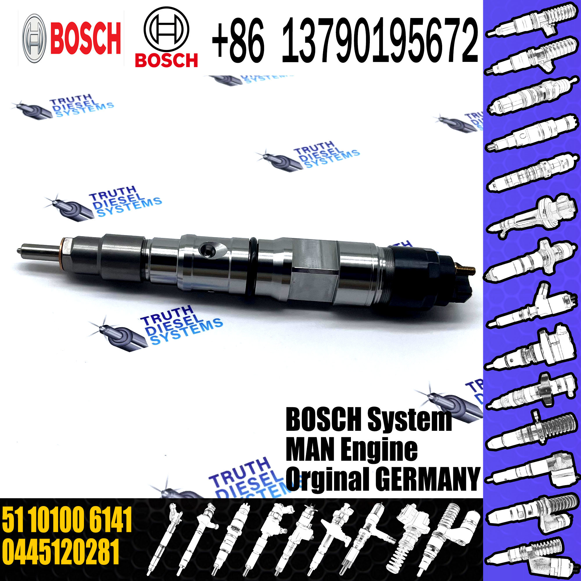 Common rail injector 0445120281 0445120311 For MAN 51101006121 51101006141 51101006155 0445120202