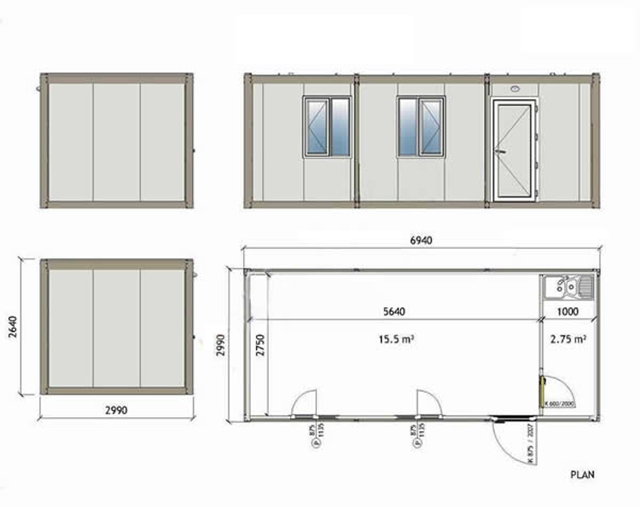 ISO14001 Certified 20 Ft Tiny House For Warehouse Office Quick Assembly And Sturdy