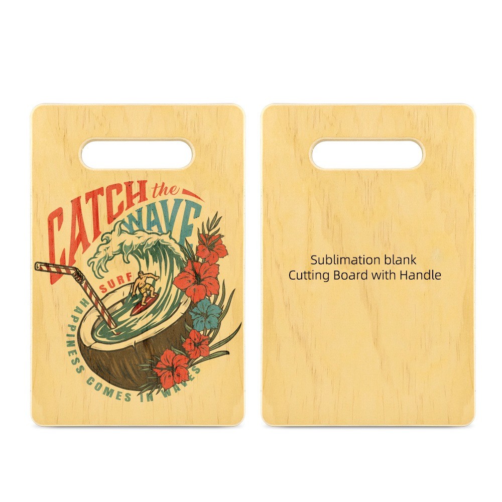 China Personalized Sublimation Wood Cutting Board With Handle For Kitchen wholesale