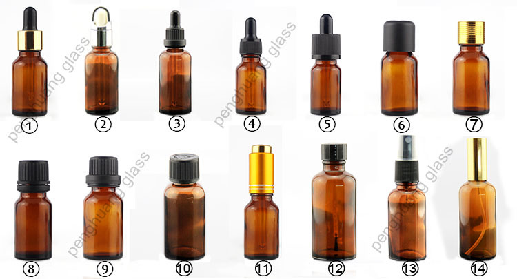 Square Glass Amber Essential Oil Bottles 15/25/50/100ml With Gold Dropper