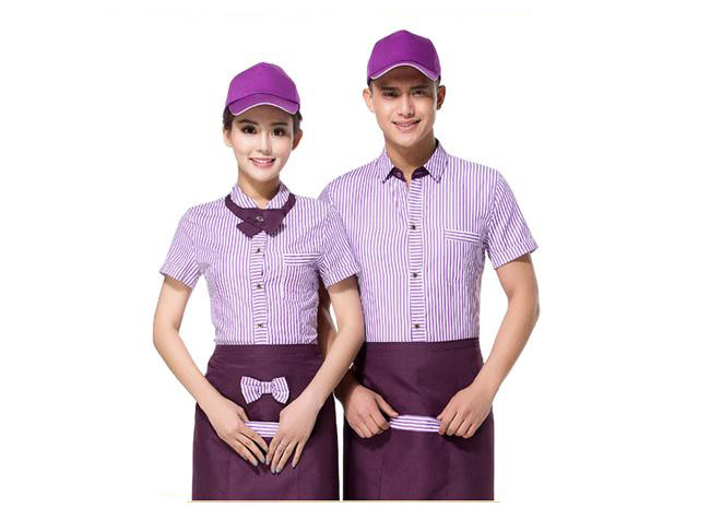 Professional Restaurant Staff Uniform , Short Sleeve Stylish Restaurant Uniforms