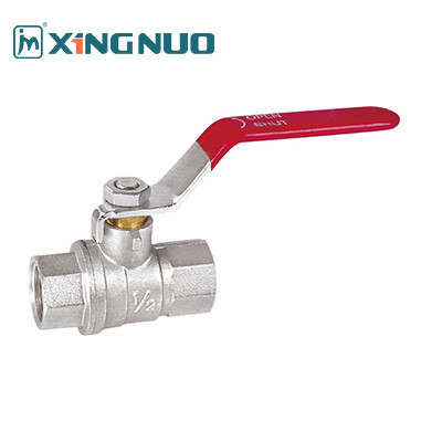 Pipe Fitting Water Female Hexagonal Threaded Brass Ball Valve Nickel Plated 1 Inch 2 Inch Sand Blaster Red Handle