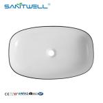 Sanitwell modern design porcelain white counter top ceramic bathroom art basin