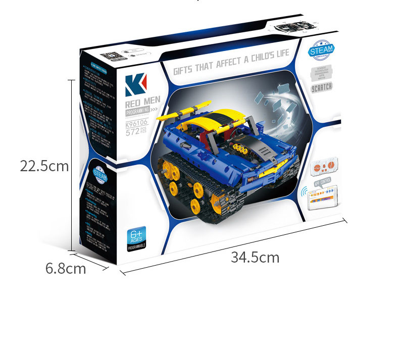 Remote Control Bat Racing Car Children's Assembly and Programming Fun with Lego Blocks